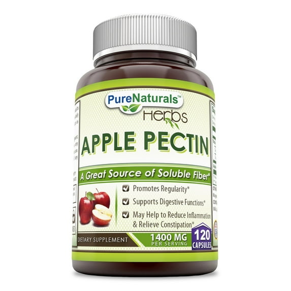 Pure Naturals Apple Pectin 1400 Mg Per Serving 120 Capsules Supplement | Non-GMO | Gluten Free | Made in USA