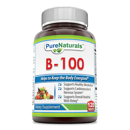 Pure Naturals B-100 120 Tablets | Non-GMO | Gluten-Free | Made in USA