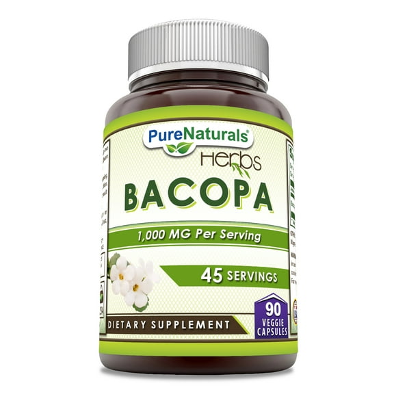 Pure Naturals Bacopa Powder 1000 Mg Per Serving 90 Capsules Supplement | Non-GMO | Gluten Free | Made in USA