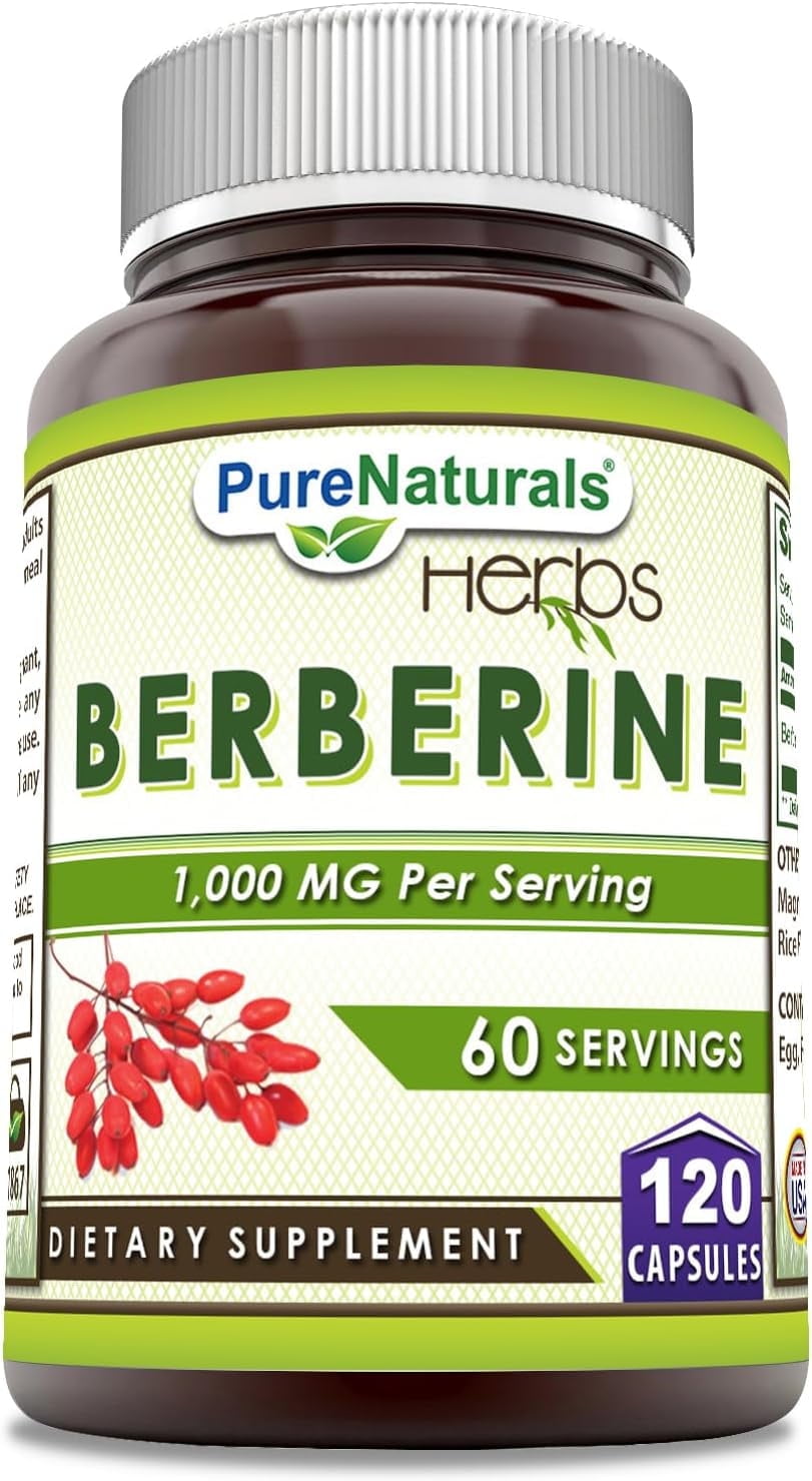 Pure Naturals Berberine 500mg Per Serving 120 Capsules Supplement | Non GMO | Gluten Free