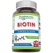 Pure Naturals Biotin 15000mcg Per Serving 120 Tablet Supplement | Non GMO | Gluten Free | Suitable for Vegetarians