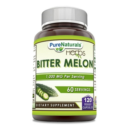 Pure Naturals Bitter Melon 1000 mg Per Serving 120 Veggie Capsules Supplement | Non-GMO | Gluten Free | Made in USA