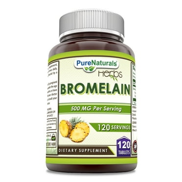 Pure Naturals Bromelain Bromelain 500 Mg Per Serving 120 Dietary Enzyme Tablets Supplement | Non-GMO | Gluten Free | Made in USA