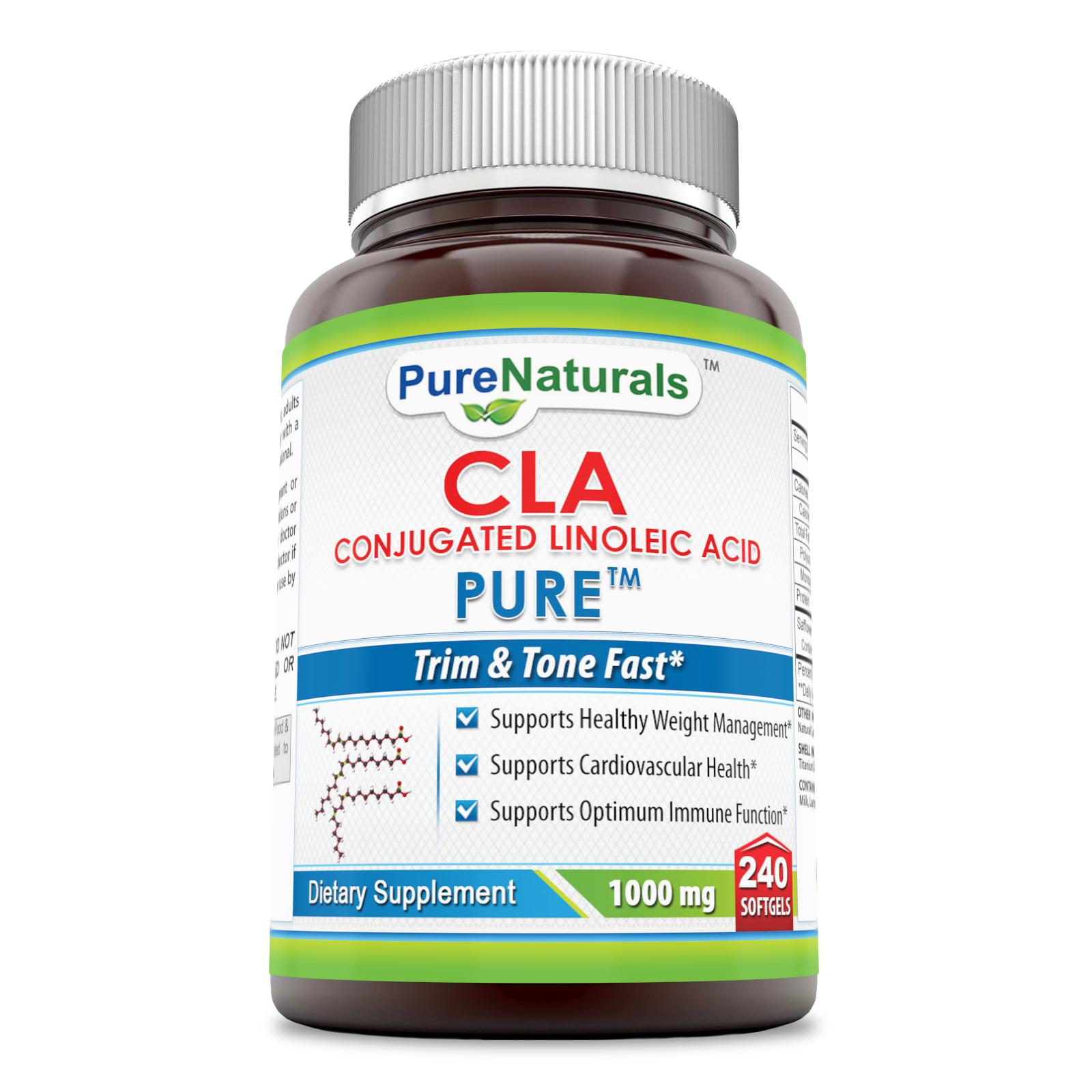 Pure Naturals CLA 1000mg 240 Softgels Supplements Conjugated Linoleic