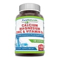 thumbnail image 1 of Pure Naturals Calcium Magnesium Zinc D3 | 150 Tablets Supplement | Calcium 1000mg, Magnesium 400mg, Zinc 25mg, Vitamin D3 600 IU | Non-GMO | Gluten Free | Made in USA, 1 of 2