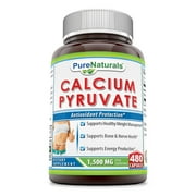 Pure Naturals Calcium Pyruvate 1500mg Per Serving 480 Capsules Supplement | Non-GMO | Gluten Free | Made in USA