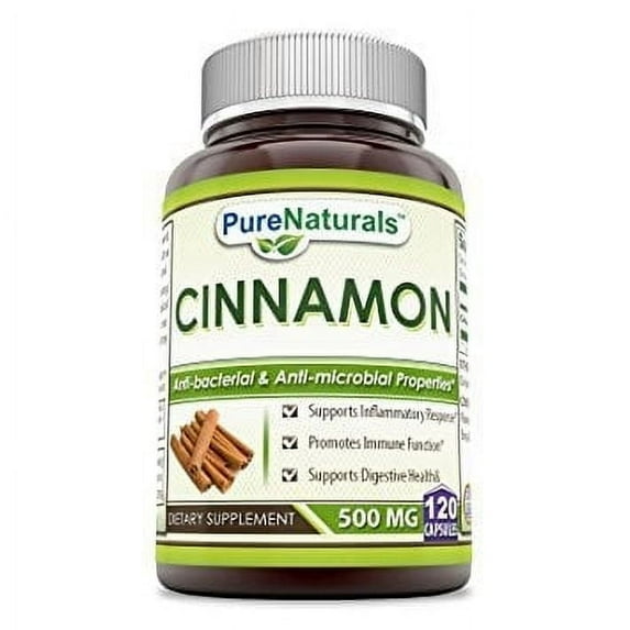Pure Naturals Cinnamon Bark 500 Mg 120 Veggie Capsules Supplement