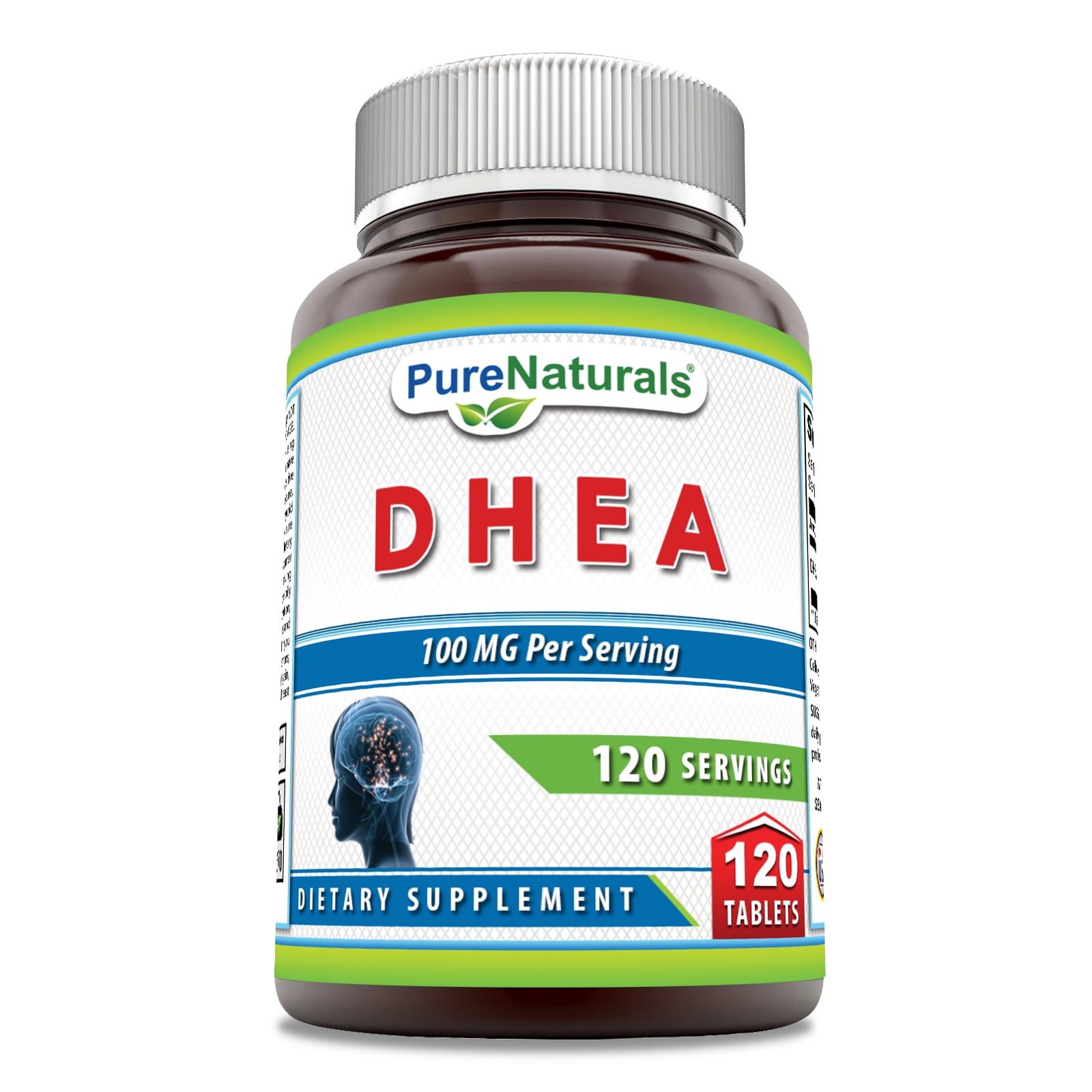Pure Naturals DHEA 100mg Per Serving 120 Tablets Supplement | Non-GMO | Gluten Free | Made in USA