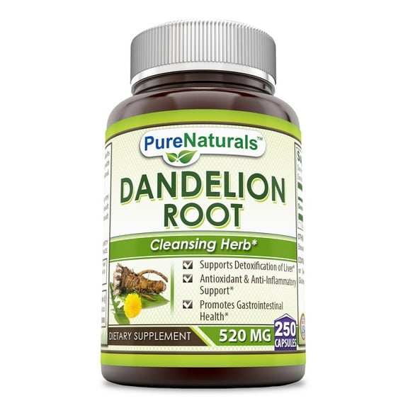 Pure Naturals Dandelion Root (Taraxacum Officinale) 520 Mg Per Serving 250 Veggie Capsules Supplement | Non-GMO | Gluten-Free
