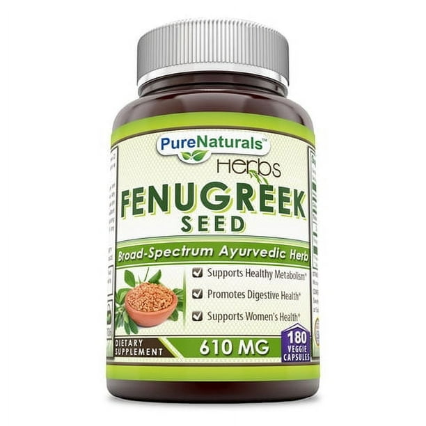 Pure Naturals Fenugreek Seed 610 Mg 180 Veggie Capsules Supplement