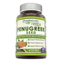 Pure Naturals Fenugreek Seed 610 Mg 180 Veggie Capsules Supplement | Non-GMO | Gluten Free | Made in USA | Suitable for Vegetarians