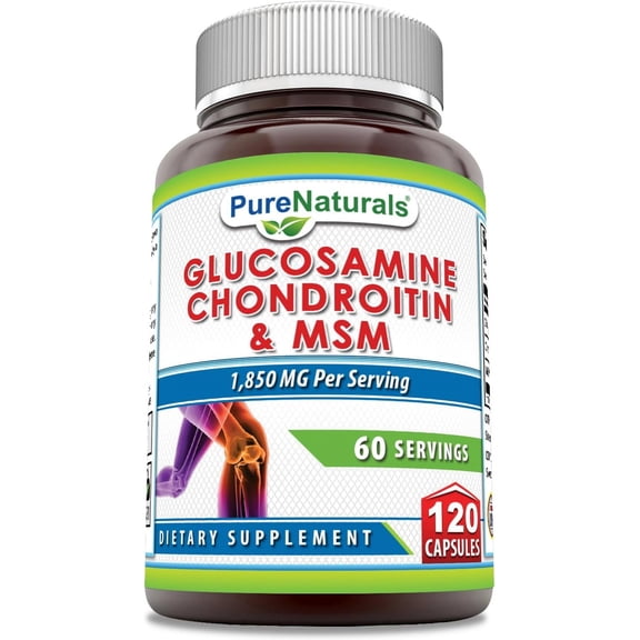 Pure Naturals Glucosamine Chondroitin & MSM 1850 Mg per Serving 120 Capsules Supplement | Non-GMO | Gluten-Free | Made in USA