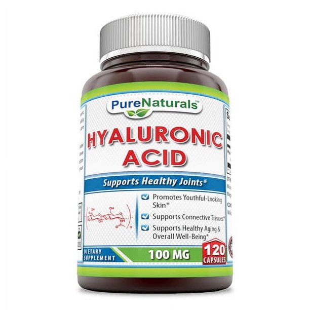 Pure Naturals Hyaluronic Acid 100mg 120 Capsules Supplement Non GMO