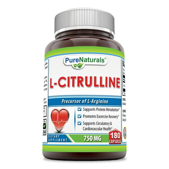 Pure Naturals L-Citrulline 750 mg Per Serving 180 Capsules Supplement