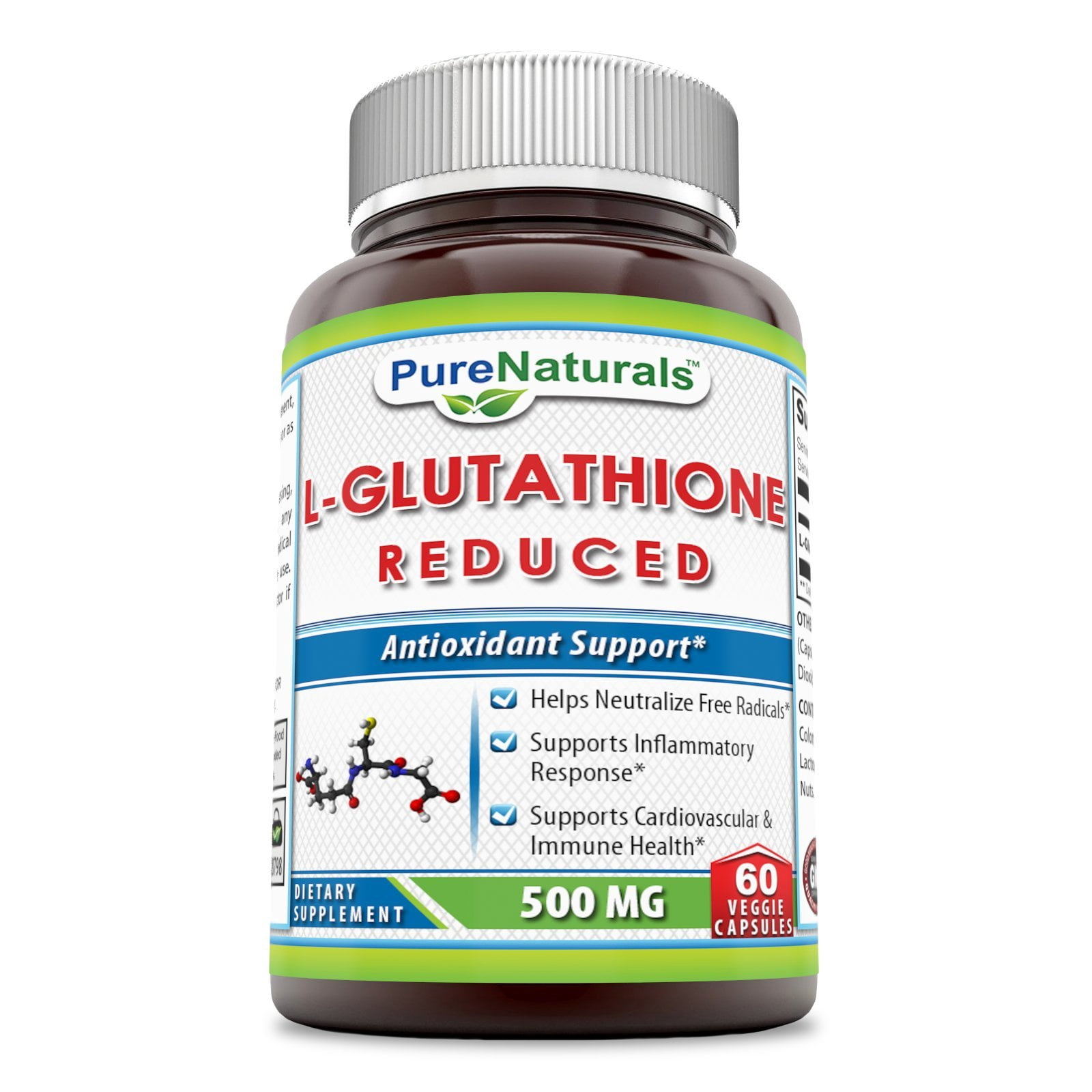 pure l glutathione Naturals L-Glutathione 500 Mg Veggie Capsules (Non-GMO) -Helps Naturalize Free Radicals* Supports Inflammatory Response* Supports Cardiovscular & Immune Heath* (60 Count) Bac Water Quantity:10ml Peptide face cream for Face & Body Care an intracellular abundance of