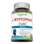 Pure Naturals L-Tryptophan 500 Mg Per Serving 120 Capsules Supplement | Non-GMO | Gluten Free |