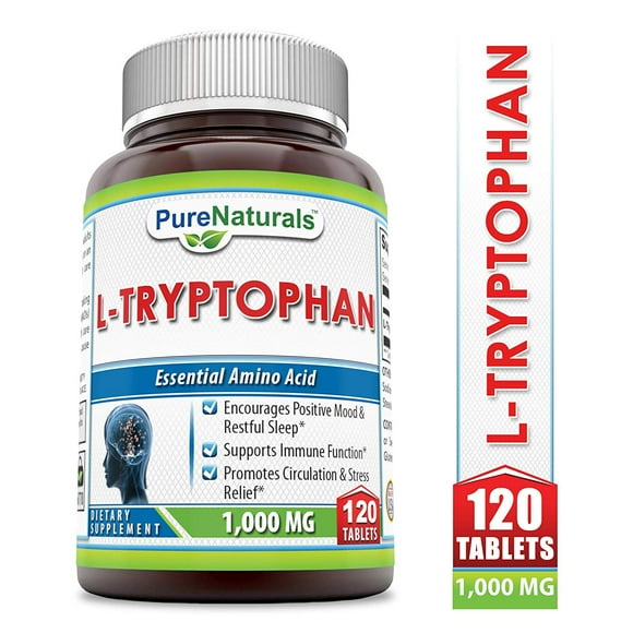 Pure Naturals L-Tryptophan Dietary Supplement - 1000 mg, 120 Tablets- Natural Sleep Aid - Promotes Relaxation, Circulation & Immune Support