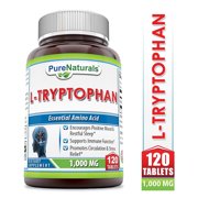 Pure Naturals L-Tryptophan 1000mg Per Serving 120 Tablets Supplement | Non-GMO | Gluten Free | Made in USA