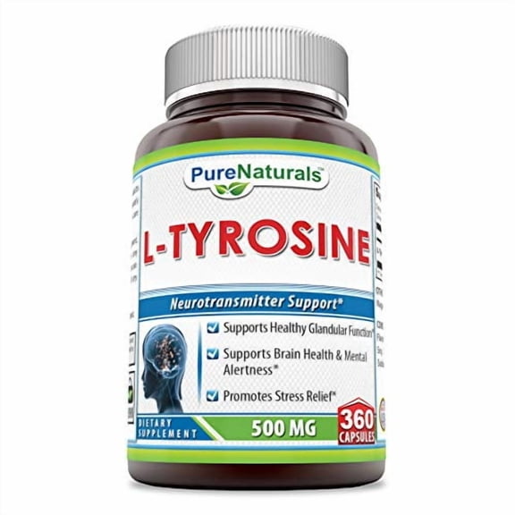 Pure Naturals L-Tyrosine 500 mg Per Serving 360 Capsules | Amino Acid Supplement | Non-GMO | Gluten Free
