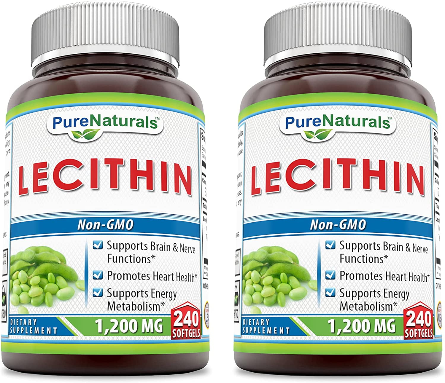 Pure Naturals Lecithin 1200 Mg 240 Softgels Pack of 2
