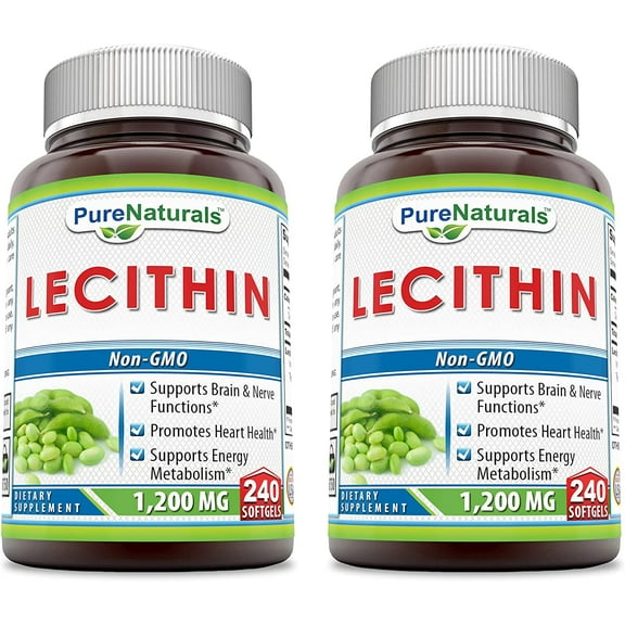 Pure Naturals Lecithin 1200 Mg 240 Softgels - Pack of 2