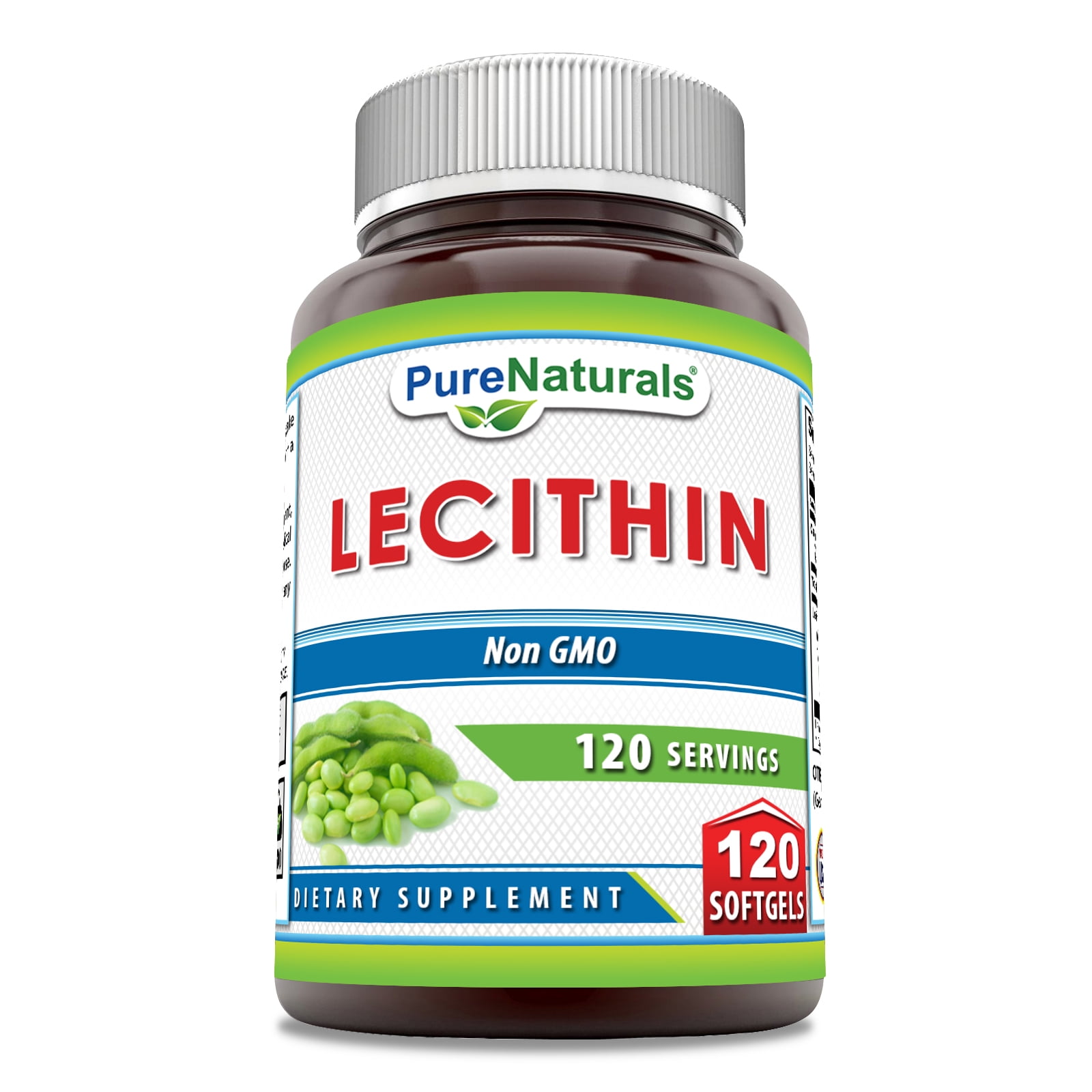 Pure Naturals Lecithin 1200mg High Potency 120 Softgels Supplement NonGMO Gluten Free