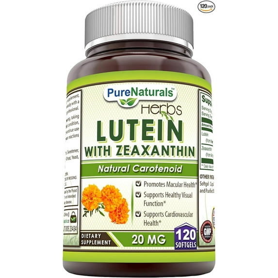 Pure Naturals Lutein 20 Mg 120 Softgels | Non-GMO | Gluten Free | Made in USA