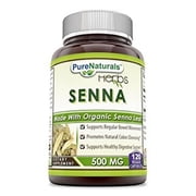 Pure Naturals Natural Senna 500 mg Per Serving 120 Veggie Capsules Supplement | 120 Servings per Bottle | Non-GMO | Gluten Free | Suitable for Vegetarian
