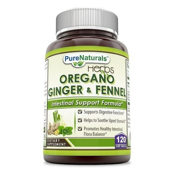 Pure Naturals Oil of Oregano + Ginger Oil + Fennel Oil - 120 Softgels Supplement | Non-GMO | Gluten Free |