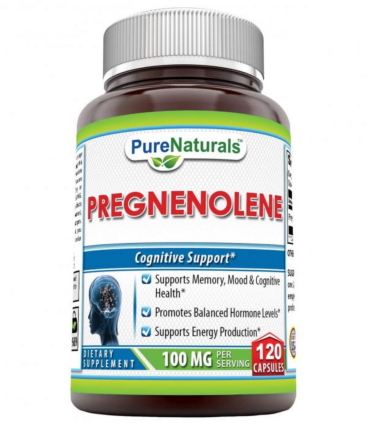 Pure Naturals Pregnenolone Dietary Supplement, 100 Mg, 120 Capsules ...