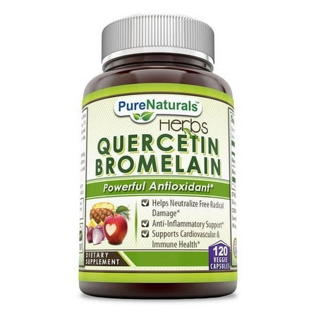 Pure Naturals Quercetin 800mg with Bromelain 165mg, 120 Veggie Capsules Supplement