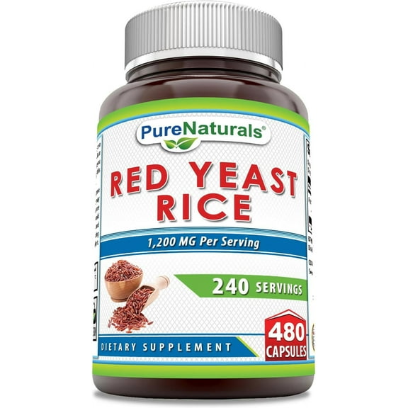 Pure Naturals Red Yeast Rice 1200mg Per Serving 480 Capsules Supplement | Non-GMO | Gluten Free | Made in USA