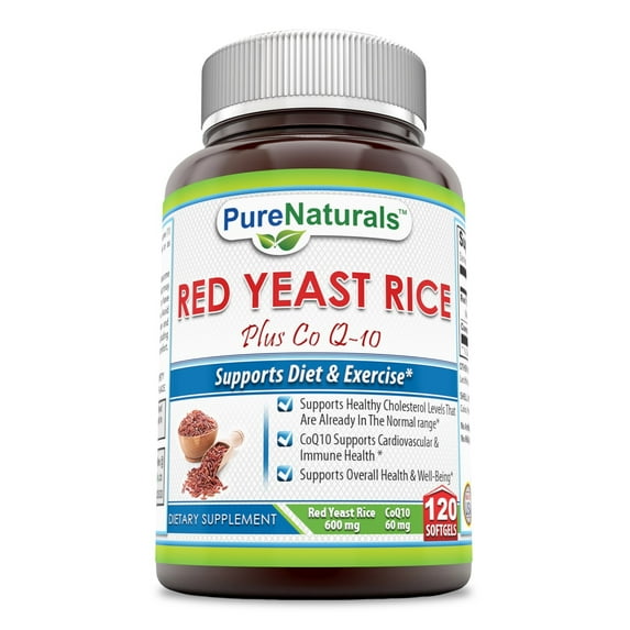 Pure Naturals Red Yeast Rice Plus CoQ10 600 Mg 120 Softgels