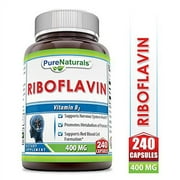 Pure Naturals Riboflavin 400 Mg, 240 Capsules -Supports Nervous System Health -Promotes Metabolism of Proteins -Supports Red Blood Cell Formation