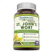 Pure Naturals St. Johns Wort 700 MG (Hypericum Perforatum) Extract in Every Capsules-  180 Capsules (Non GMO,Gluten Free)