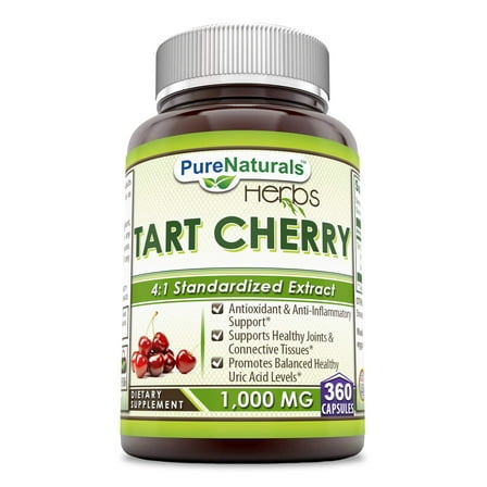 Pure Naturals Tart Cherry Extract 1000 Mg per Serving 360 Capsules Supplement | Non-GMO | Gluten-Free