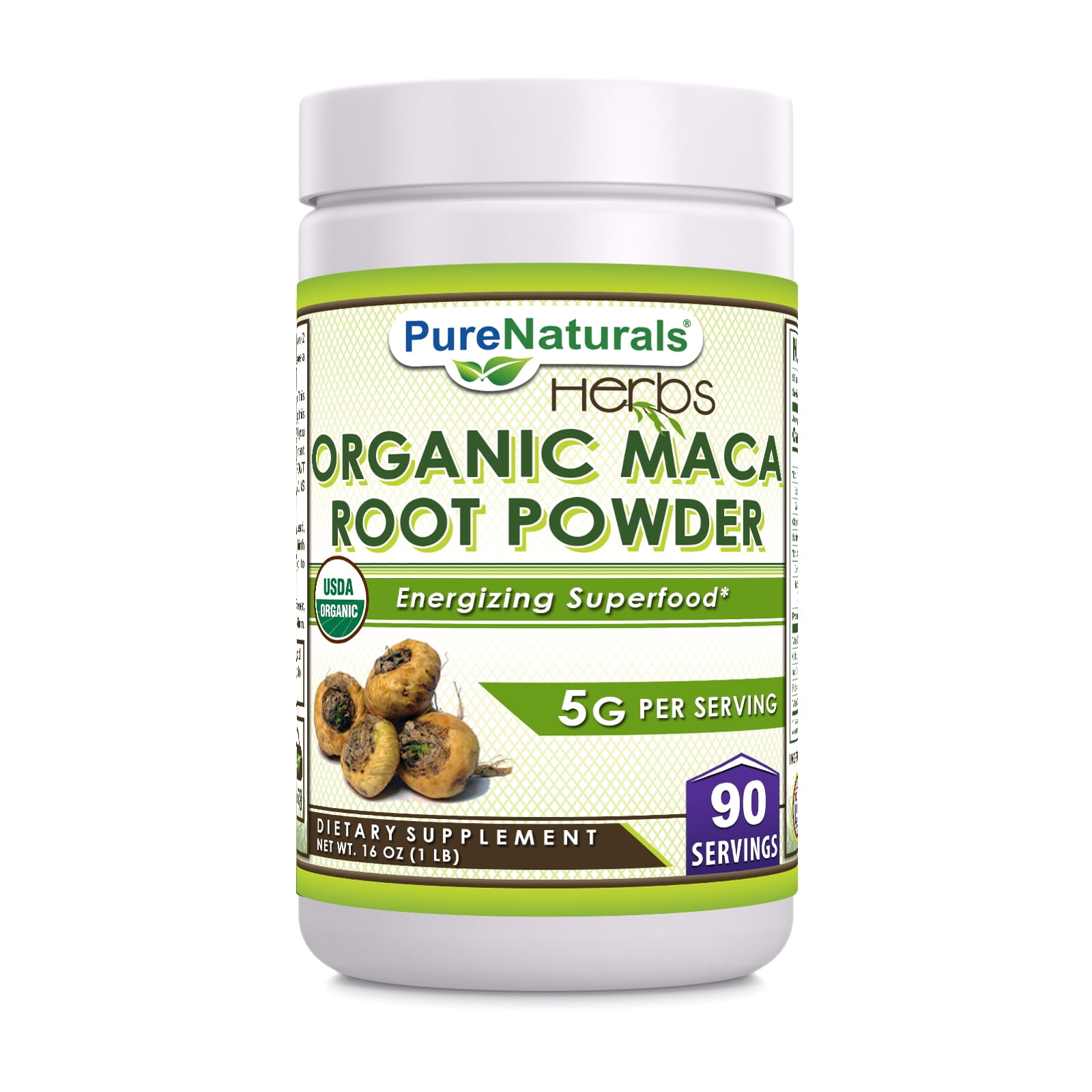 Pure Naturals USDA Organic Maca Root Powder 16 Oz Supplement 5 Grams per Serving Non GMO Gluten Free Made in USA in Iraq at IQD 86012 Rating 5