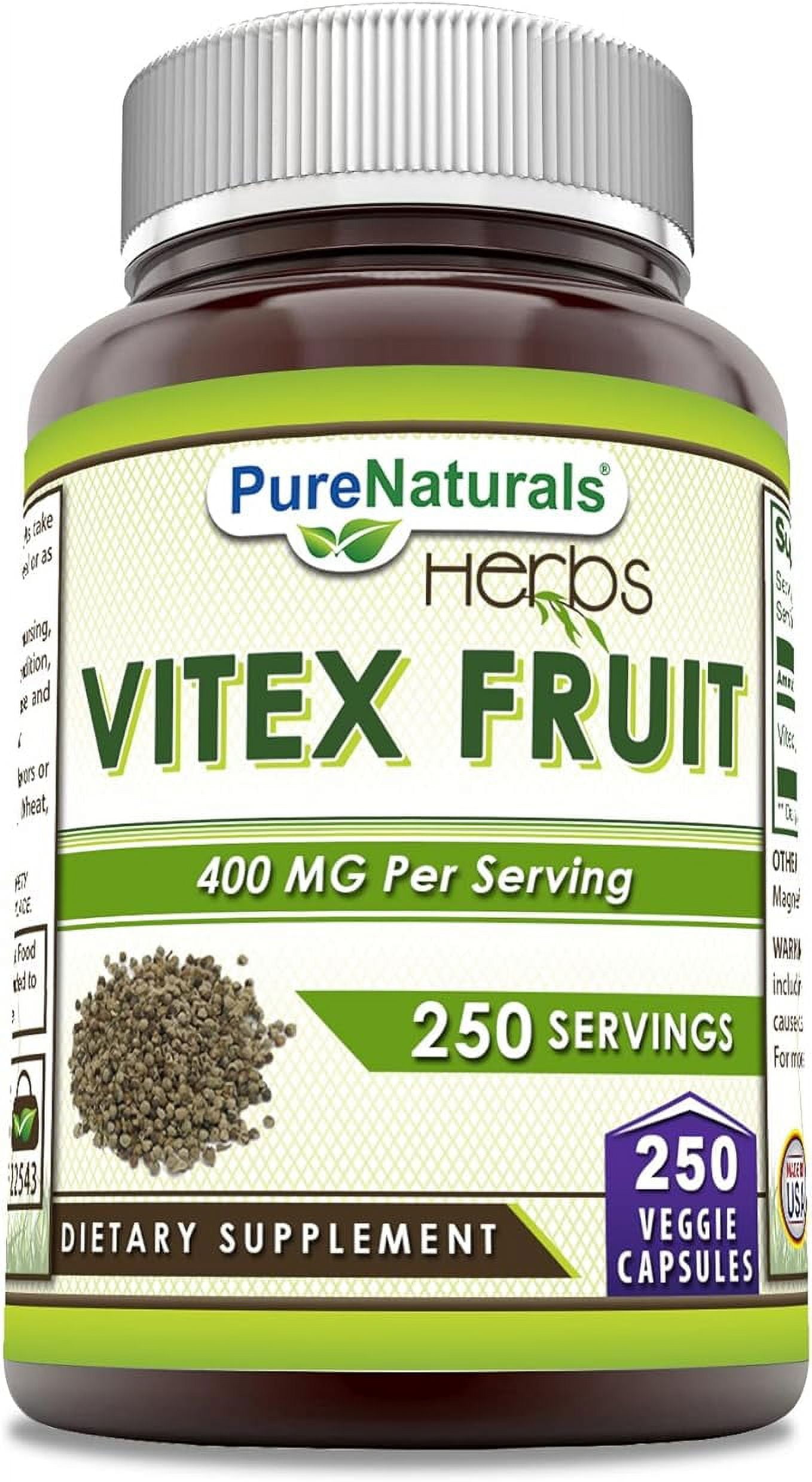 Pure Naturals Vitex Fruit 400mg 250 Capsules Supplement | Non-GMO ...