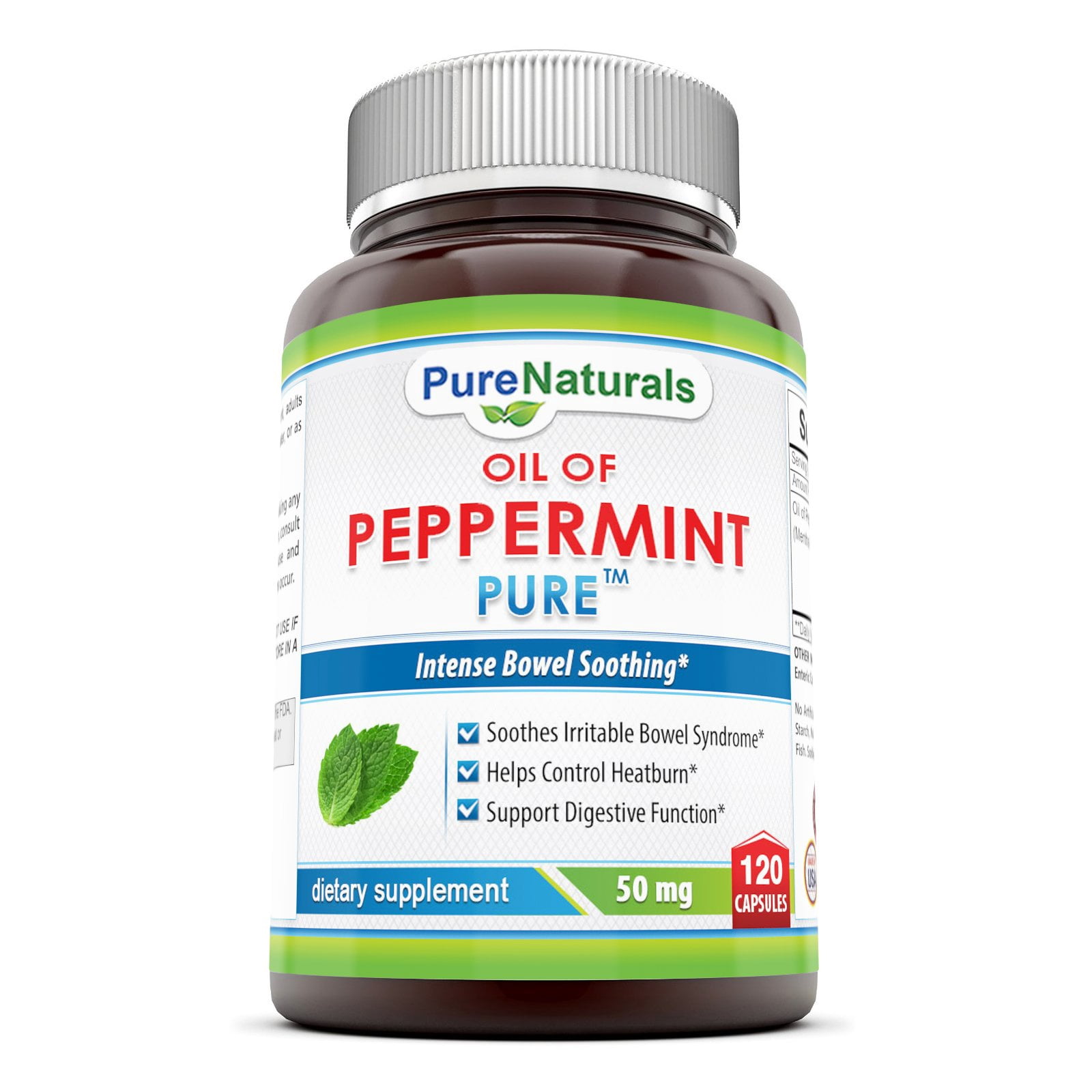 Pure Naturals oil Of Peppermint Intense Bowel Soothing* 50 Mg 120 ...