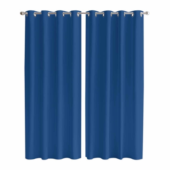 Pure Navy Blue Kitchen Curtains 96 Inch Length, Simple Solid Color Grommet Top Bedroom Living Room Curtains, Light Filtering Cafe Curtain Drapes 2 Panels Set 104''x96''