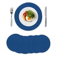 thumbnail image 1 of Pure Navy Blue Round 15 Inch Placemats Set of 6, Simple Solid Color HeatResistant Non Slip Place Mats for Dining Table, Wipeable Braided Kitchen Table Mats for Housewarming, 1 of 9