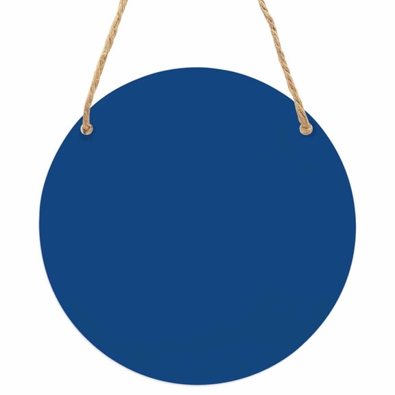 Pure Navy Blue Round Front Door Welcome Sign, 5.9 Inch Wall Hanging Decor for Indoor Outdoor, Simple Solid Color Home Porch Hanger Decorations for Holiday Gift