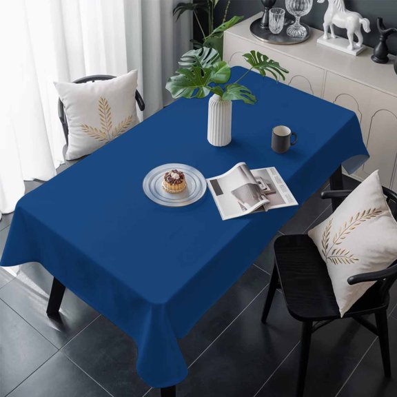 Pure Navy Blue Table Cloth Waterproof Tablecloths, Simple Solid Color Tablecloth Dining Table Cover for Kitchen Party Tabletop Outdoor, Rectangle Tablecloth 60x120 Inch