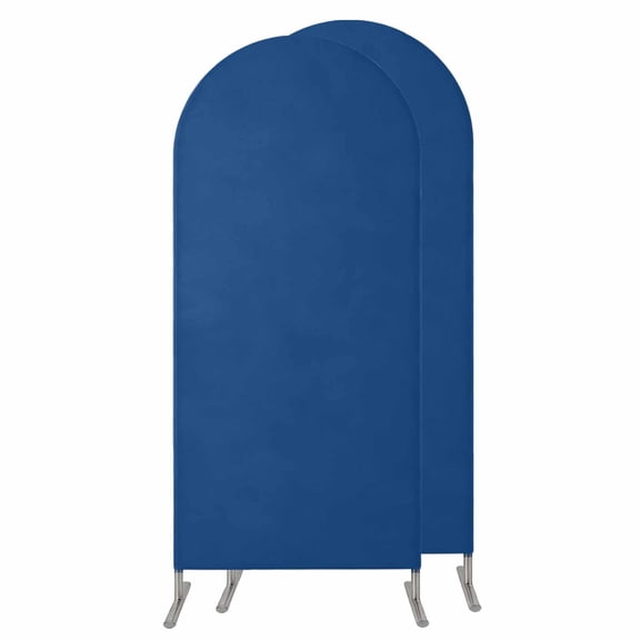 Pure Navy Blue Wedding Arch Cover, Stretchy Spandex Arch Backdrop Stand Covers 5 FT, Simple Solid Color Round Top Arched Backdrop Cover for Birthday Party Ceremony Baby Shower Event