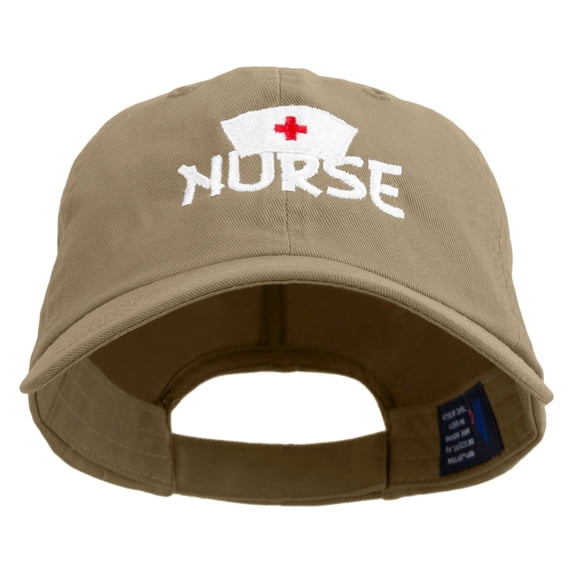Pure Nurse Sign Embroidered Low Profile Dyed Cotton Twill Cap - Khaki OSFM