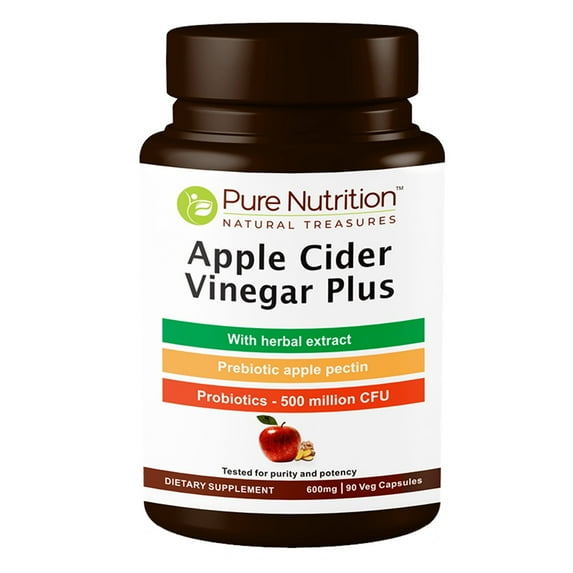 Pure Nutrition Apple Cider Vinegar Plus with Herbal Extract 600mg - 90 Veg Capsules