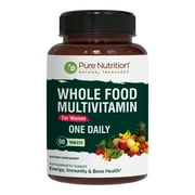 Pure Nutrition Whole Food Multivitamins For Women 1500mg. All Natural Plant-Based Multivitamin - VEGAN | NON GMO | ONCE DAILY | 90 TABLETS - 3 Months Supply