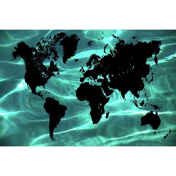 Pure Ocean World Map 1 Poster Print - Rainbow Fine Jenny (36 x 24)