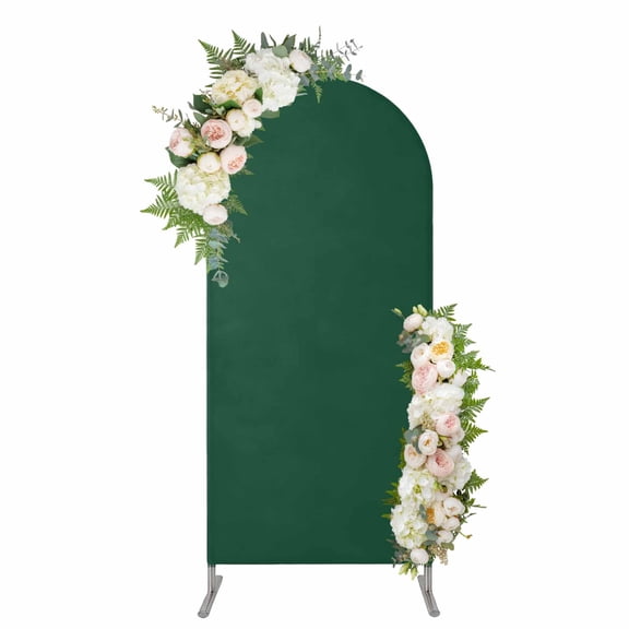 Pure Olive Green Arch Backdrop Cover, Spandex Fitted Wedding Arch Cover, Simple Solid Color Round Top Stand Covers for Birthday Ceremony Bridal Shower Party Decor 5x2.1 Ft