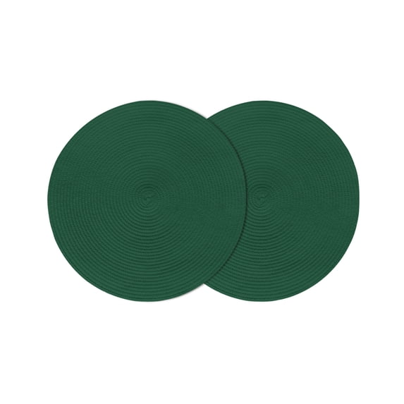 Pure Olive Green Round 13 Inch Placemats Set of 2, Simple Solid Color HeatResistant Non Slip Place Mats for Dining Table, Wipeable Braided Kitchen Table Mats for Housewarming